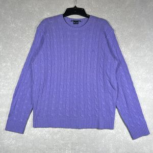 Ralph Lauren Sport Cable Sweater Women’s Large Purple 100% Lambswool Long Sleeve